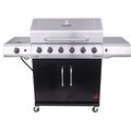 Char-Broil Gas Grill, 60,000 Btu, Liquid Propane, 6Burner, Chef's Tray, 10,000 BTU Side Burner 463229021